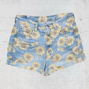 American Eagle Outfitters Blue Floral Jean Shorts